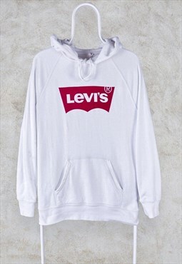 Levi's White Hoodie Red Tab Logo Pullover Men's Small