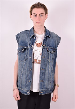 LEVI'S MENS VINTAGE DENIM GILET XL BLUE 90S