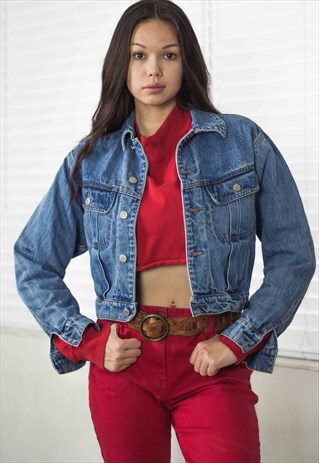 VINTAGE POLO RALPH LAUREN DENIM JACKET LOGO 90S M 27.9