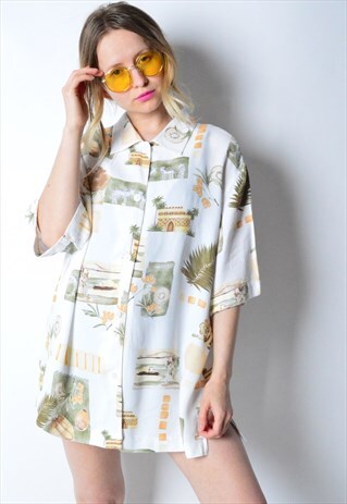 VINTAGE 90S WHITE SUMMER FESTIVAL SHIRT