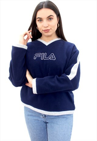 90'S RARE VINTAGE NAVY FLEECE SWEATSHIRT