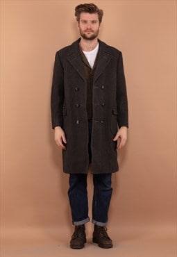 Vintage 90's Men Wool Blend Coat in Grey