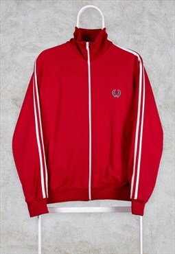 Vintage Fred Perry Track Top Bomber Jacket Red Small