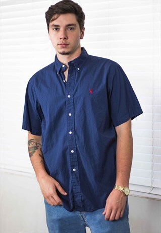 VINTAGE POLO RALPH LAUREN SHIRT LOGO 90S L 6.9