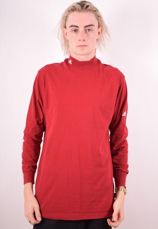ADIDAS MENS VINTAGE TOP LONG SLEEVE MEDIUM RED 90S