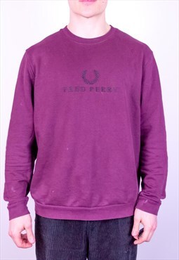 Vintage Fred Perry Embroidery Spell Out Sweatshirt Maroon L
