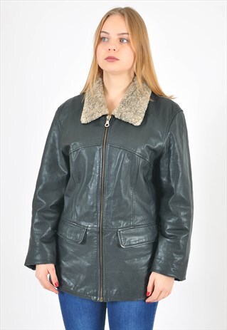 VINTAGE REAL LEATHER JACKET IN BLACK