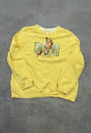 VINTAGE SWEATSHIRT EMBROIDERED FLOWERS PATTERNED JUMPER