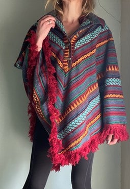 Vintage Multi Coloured Woven Poncho