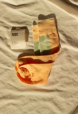 Apricot Long Length Colour Block Socks