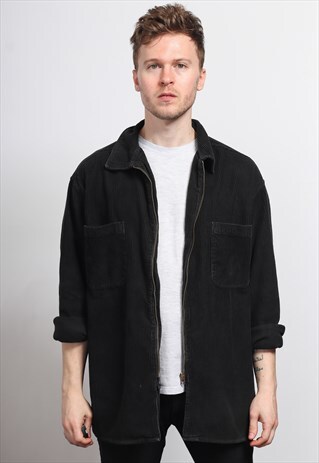 VINTAGE CORDUROY CORD SHIRT BLACK