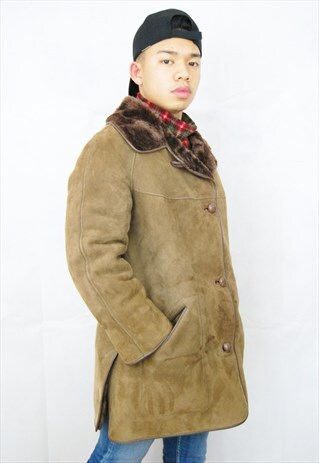 SHEARLING JACKET/COAT WITH FLEECE LINING (1990'S/BROWN)