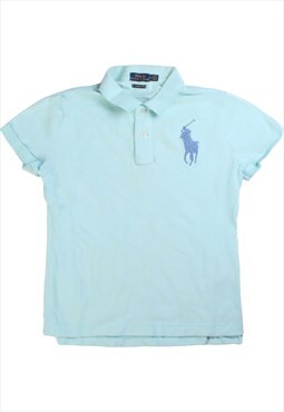 Vintage  Polo Ralph Lauren Polo Shirt Skinny Fit Blue Medium