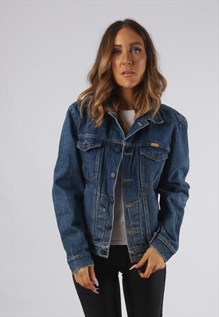 VINTAGE DENIM JACKET OVERSIZED FITTED UK 12 MEDIUM (CR3K)