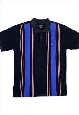 Obey Striped Black Polo Shirt S