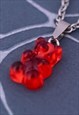 CRW SILVER RED RESIN GUMMY BEAR NECKLACE 