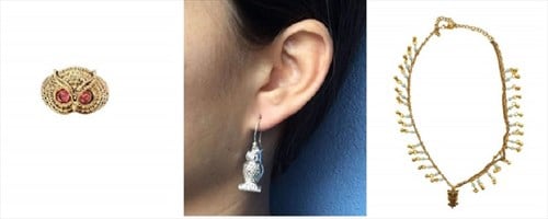 silver owl earrings