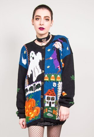 HALLOWEEN VINTAGE 90'S THICK KNIT CARDIGAN