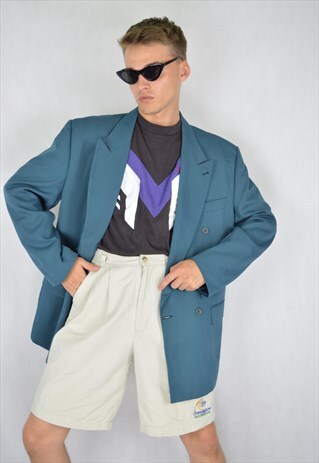 VINTAGE BLUE FORMAL CLASSIC SUIT RAVE OVERSIZE BLAZER
