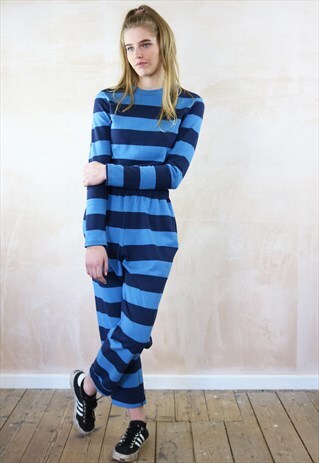 BLUE ON BLUE STRIPED CROP PANTS & JUMPER CO-ORDINATES