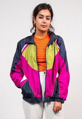 90'S VINTAGE COLOURBLOCK SHELL TRACKSUIT TOP