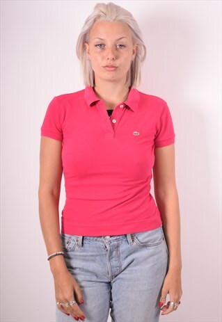 LACOSTE WOMENS VINTAGE POLO SHIRT SMALL PINK 90S