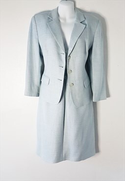 1990s Skirt Suit, Margaret M Light Blue Skirt Set, Size 10