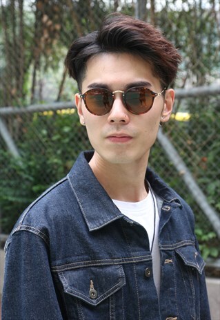 TORTOISE FRAME ROUND SUNGLASSES
