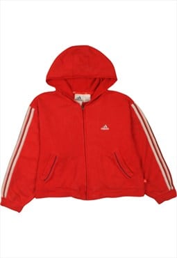 Vintage 90's Adidas Hoodie Striped Sleeves Full Zip Up Red