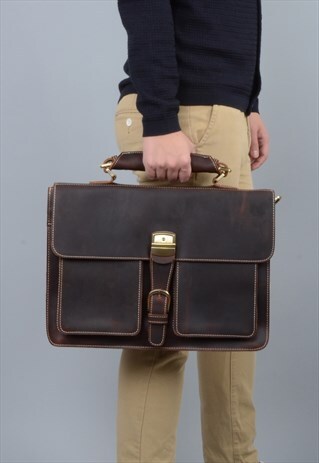 VINTAGE LOOK LEATHER BRIEFCASE