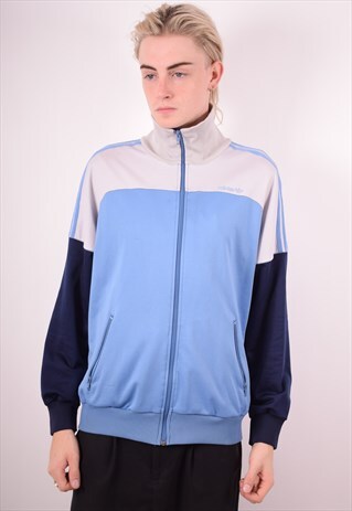 ADIDAS MENS VINTAGE TRACKSUIT TOP JACKET LARGE BLUE 90S