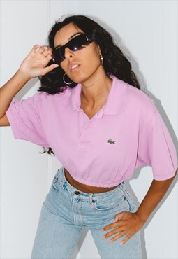 Pink Reworked Vintage 00s Cropped Lacoste Polo 