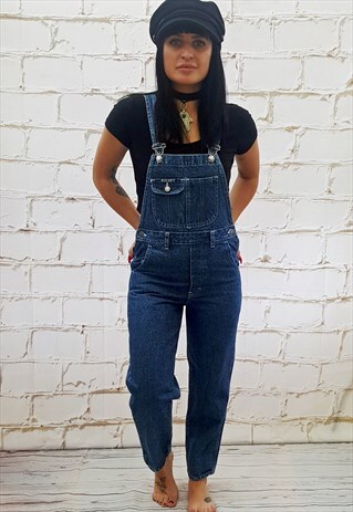 VINTAGE BLUE DENIM LONG DUNGAREES
