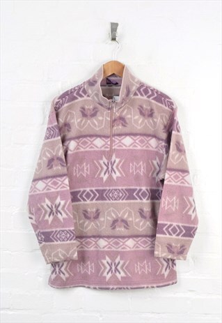 VINTAGE FLEECE 1/4 ZIP AZTEC PATTERN LILAC LADIES SMALL