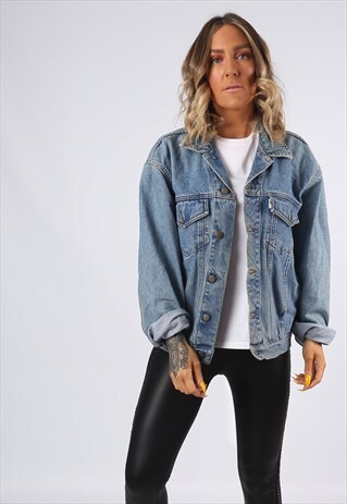 DENIM JACKET OVERSIZED FITTED VINTAGE UK 16 (GC1G)