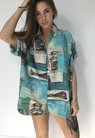PATTERNED OVERSIZED RETRO VINTAGE UNISEX FESTIVAL SHIRT