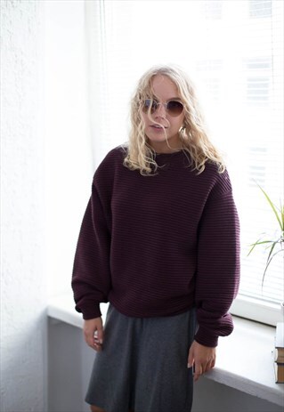 VINTAGE 90'S PURPLE RIBBED JUMPER