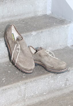 Vintage Meindl Trachten 90s Beige Suede Shoes