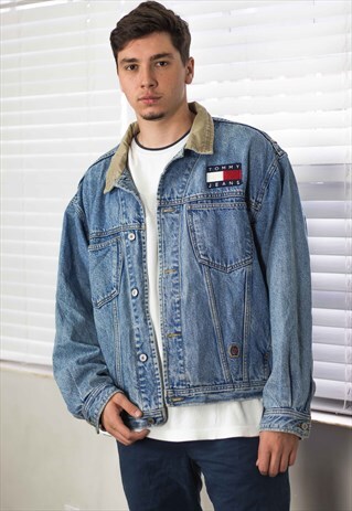 VINTAGE TOMMY JEANS HILFIGER DENIM JACKET LOGO 90S XL 41.9