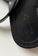 BLACK REAL LEATHER FLAT T STRING SLIPPERS / SANDALS - UK6