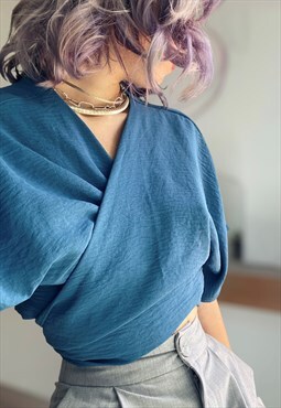 Blue Kimono tie top