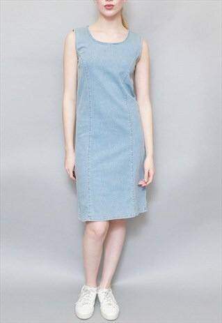 VINTAGE 1990'S MISS SIXTY PALE BLUE DENIM SHIFT DRESS