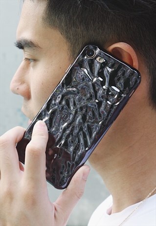 3D TIN FOIL PHONE CASE - BLACK