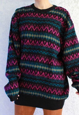 Vintage Long Sweater Boho Pattern L B111