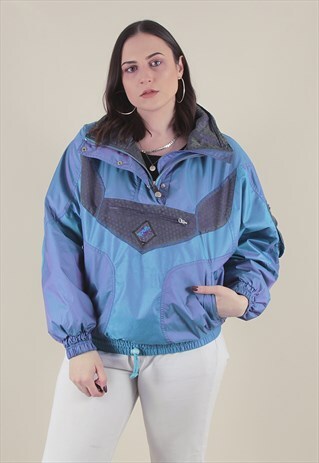 VINTAGE 90'S BLUE SKI PUFFER PULLOVER JACKET /A4043