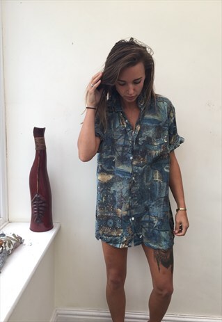 CRAZY PATTERNED OVERSIZED RETRO VINTAGE FESTIVAL SHIRT