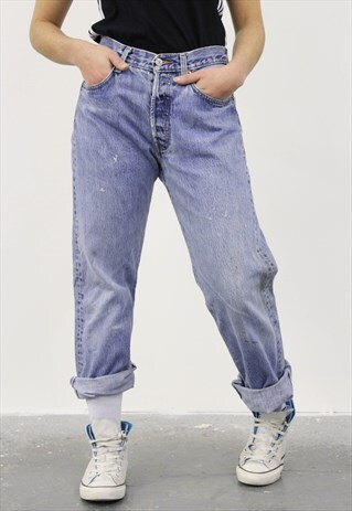 VINTAGE LEVI'S 501 BLUE PAINT MOM JEANS