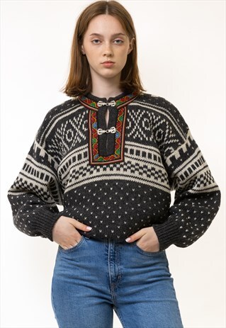 NORWAY KNITWEAR ABSTRACT ORNAMENT WOOL JUMPER 5604