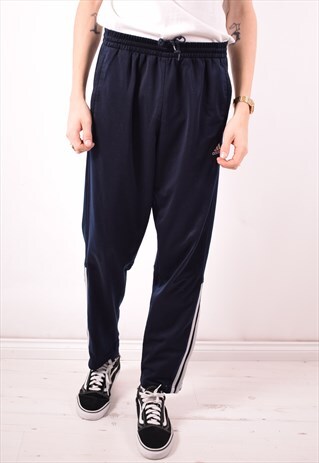 ADIDAS MENS VINTAGE TRACKSUIT TROUSERS LARGE NAVY BLUE 90S