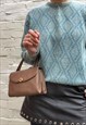 Light Brown Elegant 1950s Folded Sides Top Handle Bag